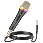 TONOR Dynamic Vocal Karaoke Microphone for Singing, Professional XLR Handheld Wired Microfono, Super Cardioid Black Mic with 5M to 1/4" Cable, Suited for Live Singing/Stage/Speakers/Studio/Home/Party