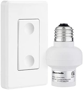 DEWENWILS Remote Control Light Socket E26 E27 Bulb Base, Wireless Light Switch for Pull Chain Light Fixture, Remote Light Bulb Socket with Wall Mounted Wireless Controller, No Wiring, ETL Listed