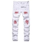 OIIIO Men's Patch Ripped Stretch Re