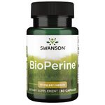 Swanson Bioperine, Black Pepper Extract, 10mg, with Piperine, 60 Capsules, High Strength, Soy-Free, Gluten-Free, Non-GMO