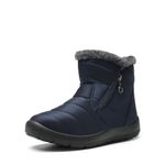 Womens Snow Winter Boots Warm Fur Lined Booties Comfort Walking Lightweight Short Ankle Boots for Ladies,Size 8,Navy,SDSB2303W