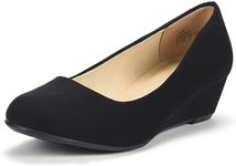 DREAM PAIRS Women's Debbie Black Suede Mid Wedge Heel Pump Shoes Size 11 M US