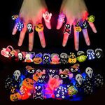 SULOLI Halloween Party Favors,12PCS LED Flash Rings for Kids & Adults Party Decorations,Glow in The Dark Halloween Party Bag Fillers