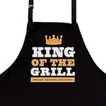 Nomsum Aprons for Men | King of The Grill | Premium Quality Funny Aprons | Best for BBQ, Grilling and Cooking | Grill and BBQ Accessories | Chef Kitchen Grilling Apron | One Size Fits All