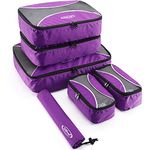 G4Free Packing Cubes 6 Set Travel Storage Bags Packing Organizer Set Multi-Functional Clothing Sorting Packages,Travel Packing Pouches,Luggage Organizer(Purple)