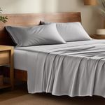 Bare Home 100% Rayon Made from Bamboo Luxury Queen Sheet Set - 4 Piece Bedding Set - Deep Pockets - Cooling Sheets - Breathable - Easy Fit - Soft Bedding Sheets & Pillowcases (Queen, Light Grey)