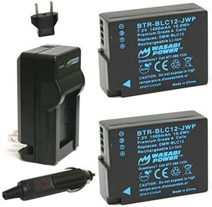 Wasabi Power Battery (2-Pack) and Charger for Panasonic DMW-BLC12 and Leica BP-DC12, BP-DC12-U, 18729, Leica V-Lux 4, V-Lux (Typ 114), Leica Q