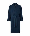 THE SAVILE ROW COMPANY LONDON Men's Lightweight Soft Cotton Waffle Kimono Bathrobe Dressing Gown - Navy - X-Large