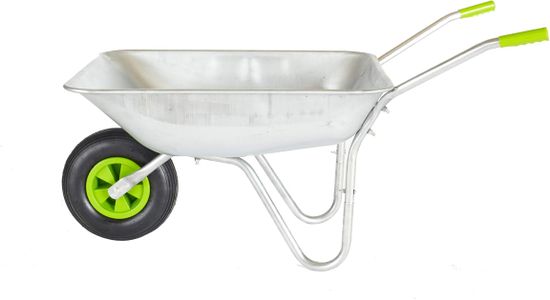 Neo 65L Wheelbarrow – Silver Steel Garden Cart