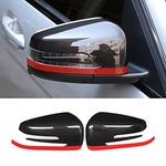 For Mercedes-Benz A B C E CLA GLA GLK S CLS Class C300 E300 Rearview Mirror Cover Side Mirror Protect Covers Outer Wing Mirror Decorate Cover (Carbon fiber red color)