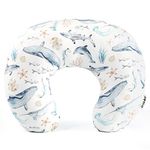 GRSSDER Nursing Pillow Cover Stretchy Minky Removable Nursing Covers for Breastfeeding Pillows, Ultra Soft Comfortable Slipcover for Girls and Boys, Whale Sea World Pattern