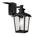 Home Luminaire 31703 Spencer 1-Light Outdoor Wall Lantern with Seeded Glass and Built-in GFCI Outlets Black