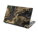 TaylorHe 13-14 inch Laptop Skin Vinyl Decal MADE IN ENGLAND Abstract Gold Foil on Dark Marble