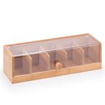 woodluv Tea Box, Tea Bag Organiser, Tea Box for Tea Bags, Tea Bag Holder, Tea Caddy, 5 Compartment Tea tidy