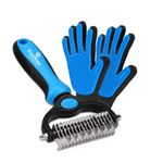 PureNest Living Co. 2-in-1 Premium Pet Grooming Brush & Bonus Deshedding Gloves Set for Dogs & Cats – Dual-Sided Dematting Comb (9/17 Teeth) – Gentle Massage Gloves – Promotes Healthy Coat.