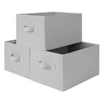 StorageWorks Storage Baskets for Shelves, Foldable Storage Bins with handles, Fabric Closet Bins for organization, Light Grey, 3-Pack