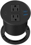 XBA Desk Power Grommet with PD 20W USB C, 3 inch Desktop Recessed Power Outlet Socket with 2 AC Outlets, USB A, for Kitchen, Home, Office, 6 ft Power Cord, ETL Listed (Black)