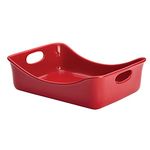 Rachael Ray 50615 9" x 12" Rectangular Baker, Orange Stoneware, Red