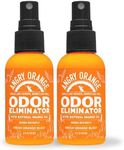 ANGRY ORANGE Pet Odor Eliminator for Home and Traveling Pack of 2, Travel Size 2oz, Pet Smell Remover Sprays-Works on Indoor, Outdoor, and Non-Leather Furniture, Meets TSA Guidelines