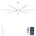 Ohniyou 72 Inch Ceiling Fans with Lights - Large Industrial Ceiling Fan with Remote & APP Control, 7 Aluminum Blades, Dimmable 3CCT, DC Motor, Outdoor Patio/Shop, White