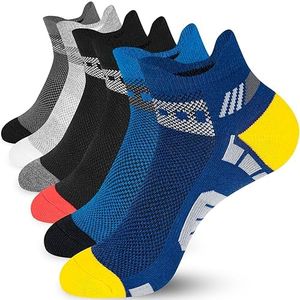 Niofind Calzini Uomo Corti, 6 Paia Calze Uomo Corte Traspiranti in Cotone, Calze Running Uomo Donna Imbottiti, Calze Sportive Uomo per Corsa, Viaggi, Calcio, Tennis, Ciclismo, Lavoro