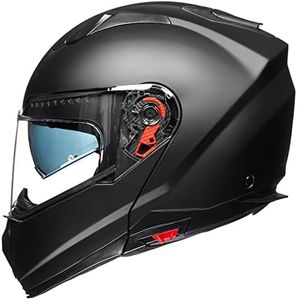 ILM Modular Motorcycle Helmets for Adults Men Full Face Flip up Street Bike Motorcycle Helmet Pinlock Compatible DOT Model-909 (Matte Black, XL)