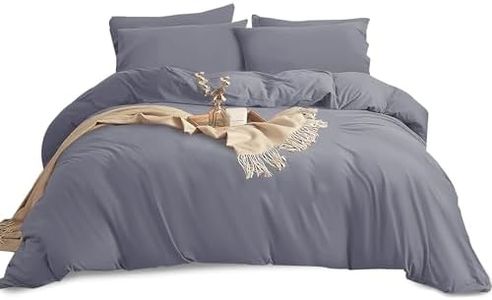 Imperial Rooms Double Duvet Cover Set – Brushed Microfiber Plain Grey Bedding Bed Set with Pillow Cases – Ultra Soft Button Closure Quilt Cover (200 x 200 Cm)