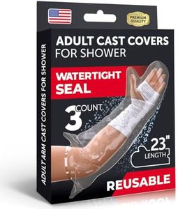 100% Waterproof Cast Covers for Shower Arm - Tight Seal - 3pk Adult Reusable Cast Protectors - Half Arm Bag Sleeves