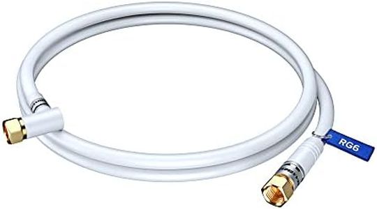 RG6 COAXIAL Cable with 90-Degree Angled Connector - 2ft / White - Triple Shielded, Non-Oxygen Copper Cable Wire for TV, Internet & More - Flexible Coax Cable Cord