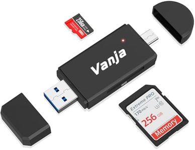 Vanja Lettore di Schede SD, Adattatore OTG USB 3.0/USB C per Schede SD/Micro SD/SDHC/SDXC/MMC, Compatibile con iPhone 16/15 Series, MacBook Pro/Air, iPad Pro, Galaxy S24 ecc