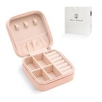 Mini Jewelry Travel Case,Small Travel Jewelry Organizer, Portable Jewelry Box Travel Mini Storage Organizer Portable Display Storage Box For Rings Earrings Necklaces Gifts (Baby Pink)