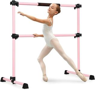 HONEY JOY Portable Ballet Barre, 122cm Freestanding Double Ballet Bar with Adjustable Height, Fitness Dance Bar w/Foam Pads for Stretching, Home Gym Barre Exercise Equipment for Kids & Adults, Pink