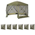 CLAM Quick Set Escape 12 x 12 Foot Portable Pop Up Outdoor Camping Gazebo Canopy Shelter Tent with Carry Bag and Wind Panels (6 Pack), Green