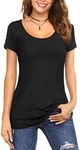 Florboom Ladies T-Shirt Basic Classic Short Sleeved Cotton Tee Top with Crewneck Black Size 18 20