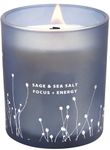 White Sage Sea Salt Candle | Sage Candles for Cleansing House | Wood Wick Candles for Home Scented, Energy Cleansing Candle | Aromatherapy Scented Candles for Men & Women, Relaxing Beach Candle