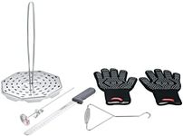 CONCORD 6 Piece Stainless Steel Turkey Fryer Kit. Frying Accessories Includes: Rack, Lifter, Thermometer, Gloves, and Turkey Slicer Knife