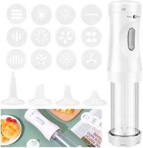 Electric Cookie Press Gun Kit for Baking Cookies Press Maker Set with 12 Cookie Discs and 4 Icing Nozzles Detachable Cookie Machine Biscuits for Biscuits Cake Dessert DIY Maker Baking Supplies