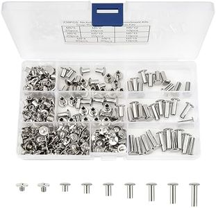 Tornillos de Encuadernación, 230Pcs Kit de Tornillos de Cuero Chicago Acero Niquelado, Metal Tornillo de Cabeza de Cruz Redondo Botones Remache Clavo para DIY Decoración de Cuero Álbumes Libros Artes