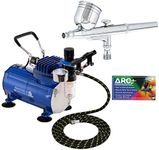 Professional Master Airbrush Multi-Purpose Gravity Feed Airbrushing System Kit - Model G22 Gravity Feed Dual-Action Airbrush with 1/3 oz. Fluid Cup and 0.3 mm Tip, Hose, Powerful 1/5hp Air Compressor