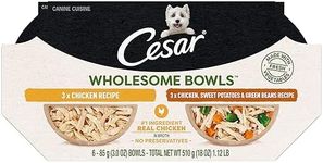 CESAR WHOLESOME BOWLS Adult Wet Dog Food, Chicken Recipe and Chicken, Sweet Potatoes & Green Beans Recipe Variety Pack, 3 oz., Pack of 6