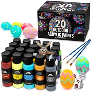 Outdoor acrylic paint set (2 fl oz)- 20 Tubes 2 with Glow in the Dark Effect - Art supplies for Adults - For multiple use- Woods, Leather, Metal & Fabric Paint & Paint for rocks Outdoor/Craft paint