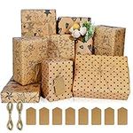 Wrapping Paper Set, Recycled Gift Wrapping Paper Birthday Gift Wrap Set, Eco Birthday Wrapping Paper Kraft Kit for present, Birthday Wrap Birthday Paper for Girls Kids Men Boys Women with Tags String