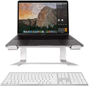 Macally Aluminum Silver Wireless Keyboard with an Ergonomic Silver Laptop Stand, Better Your Workspace