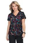 KOI Basics 384PR Women's Leslie Scrub Top, Germ Free Zone, Small