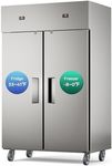 Mojgar Commercial Refrigerator and Freezer Combo,48" W Dual Temperature Zones,All Stainless Steel Design,38 Cu.ft 8 Adjustable Shelves Refrigerator and Freezer Combo for Restuarant,Shop,Garage,etc