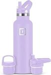 IRON °FLASK Camping & Hiking Hydration Canteens - 3 Lids (Narrow Straw Lid) Leak Proof Vacuum Insulated Stainless Steel - Hot & Cold Double Walled Sports Water Bottle - Lavender, 20 Oz