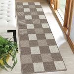 HEBE Indoor Outdoor Door Mat Runner Non Skid Washable 20"x 59" Checkered Farmhouse Runner Rug for Entryway Hallway Laundry Room Low Profile Entrance Doormat