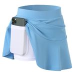 MERIABNY Girls Tennis Skirt with Built-in Shorts Athletic Skort for Golf Running, 6-12 Years Old, Blue, 10-11 Years