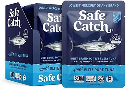 Safe Catch Elite Tuna Wild-Caught Lowest Mercury Tuna Fish Pouch Gluten-Free Keto Food Non-GMO Kosher Paleo-Friendly High Protein Snack, No Water Oil Tuna, Pack of 12 Tuna Pouches 3oz