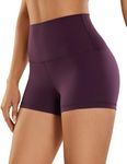 CRZ YOGA Womens Butterluxe Biker Shorts 2.5 Inches - High Waisted Yoga Workout Running Volleyball Spandex Booty Shorts Deep Purple Medium